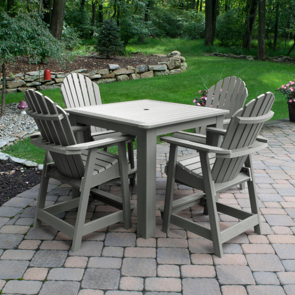Muskoka 5-Piece Square Counter Bistro Dining Set, Weathered Acorn, Coastal Teak
