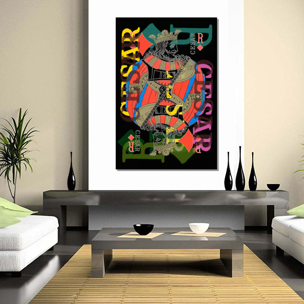 French Playing Card, Cesar, Roi De Carreau, King of Diamonds, Pop Art