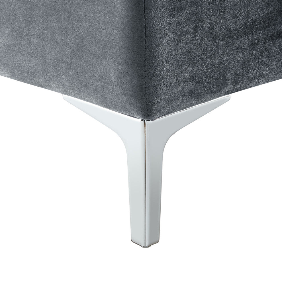 Jeannie Velvet Square Storage Ottoman, Gray