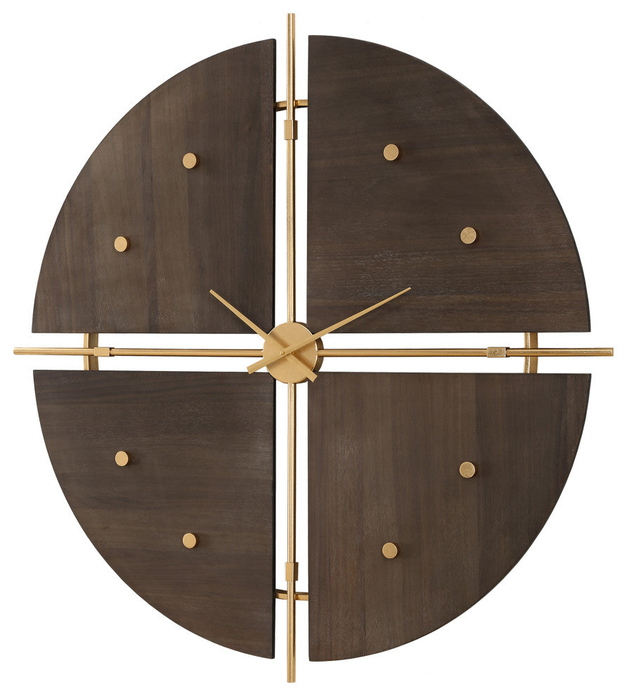 Uttermost - 06465 - Wall Clock - Walnut Elegance - Metallic Gold