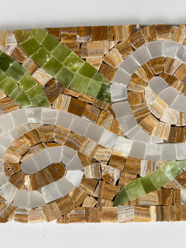 Marble Mosaic Border Listello Tile Garden Onyx 4.7x13.4 Polished, 1 piece