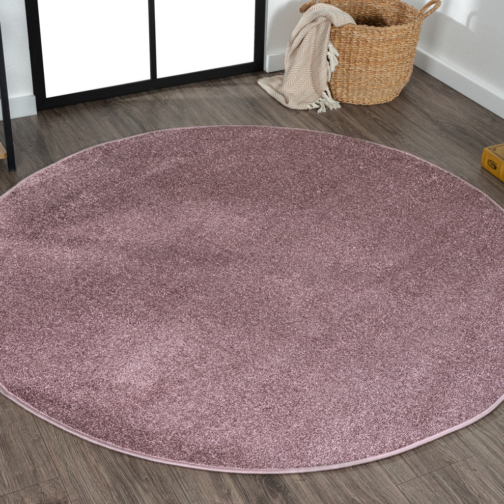 Haze Solid Low-Pile Light Purple 8' Round Area Rug
