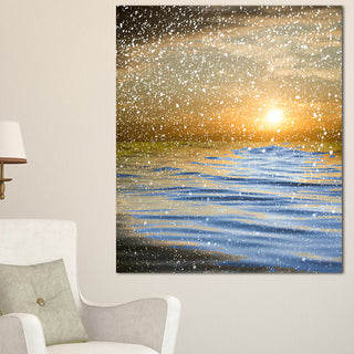 "Clouds With Reflection in Water" Seashore Canvas Photo Print, 20"x40"