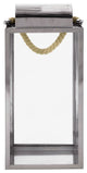 Brianna Outdoor 19" Modern Stainless Steel Lantern, Silver