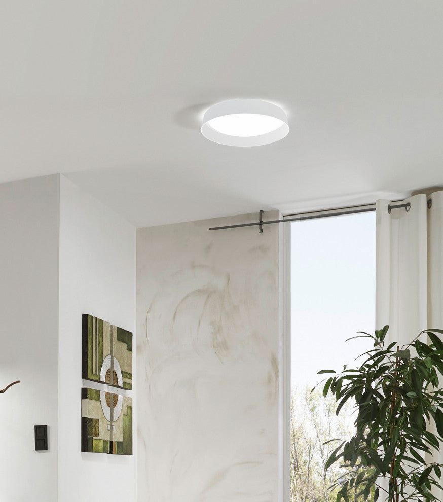 Palomaro - 1-Light LED Ceiling Light - White Glass - White Fabric