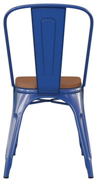 Perry Commercial Grade Metal Indoor-Outdoor Stackable Chair w/All-Weather Seat,