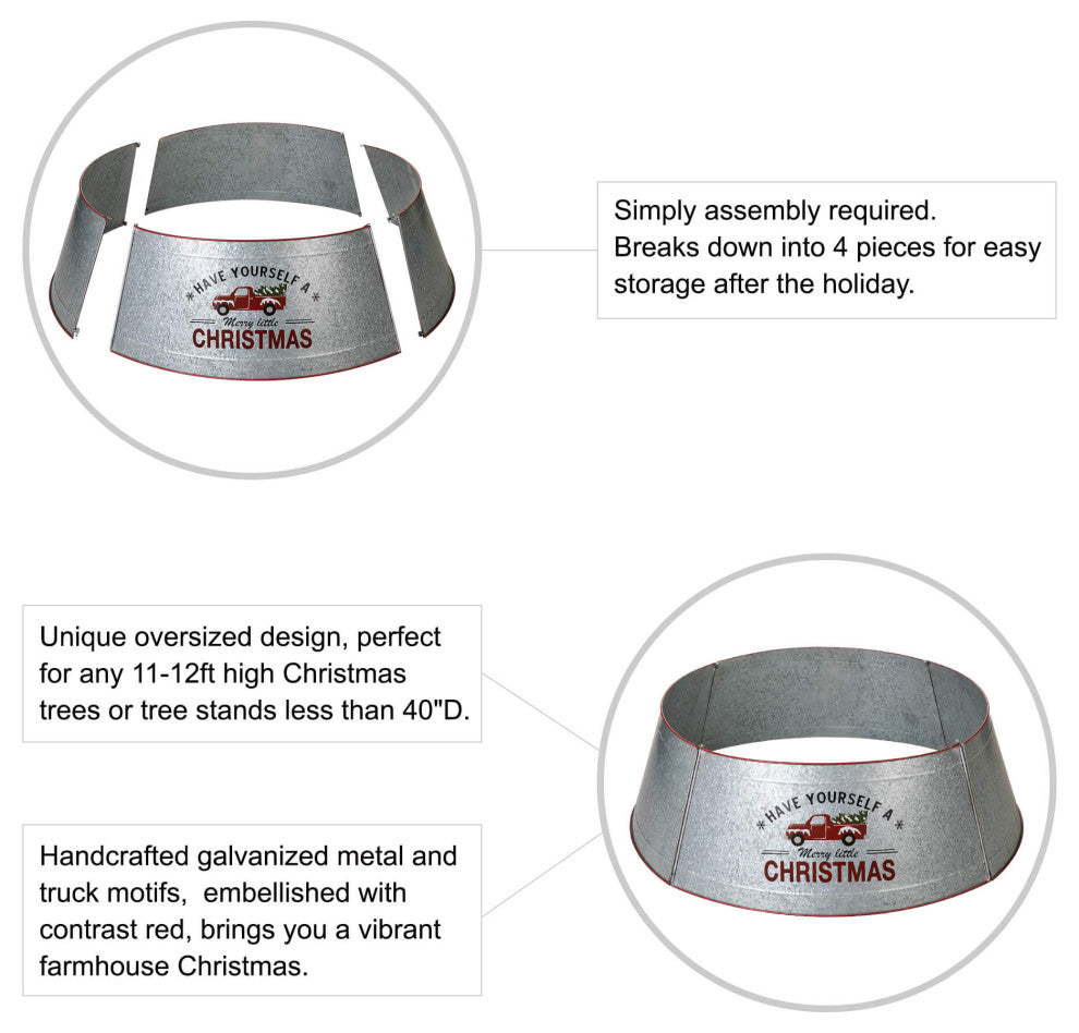 40.5"D Christmas Galvanized Metal Truck Tree Collar