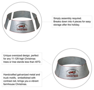 40.5"D Christmas Galvanized Metal Truck Tree Collar