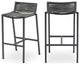Maldives Rope Fabric Outdoor Patio Barstool (Set of 2), Grey