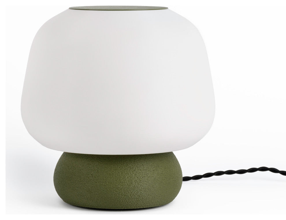 Mushroom 10" Plant-Based PLA Dimmable LED Table Lamp, White/Green