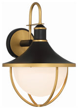 Crystorama 1 Light Matte Black + Textured Gold Outdoor Sconce