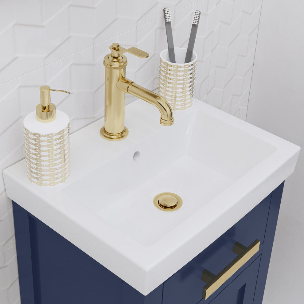 Mia 18 In. Integrated Ceramic Sink Top Vanity in Monarch Blue with Faucet