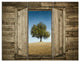 Window Open To Solitary Tree, Modern Landscape Canvas Art, 36x28, 3 Panels