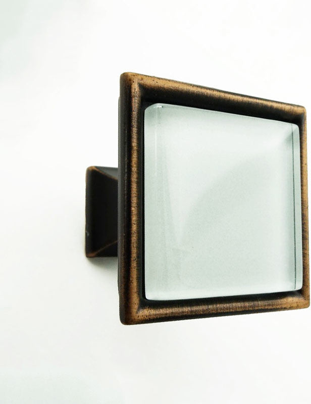 Crystal White Crystal Glass Oil Rubbed Bronze Madison Classic Knob