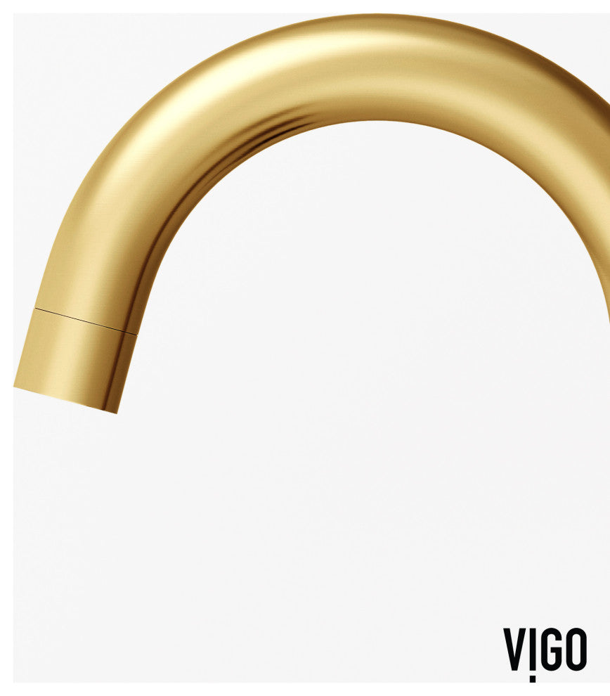 VIGO Jewel 9" H 2-Handle Widespread Bathroom Faucet, Matte Brushed Gold