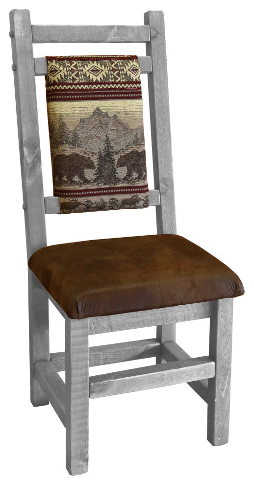 Barnwood Style Timber Peg Pedestal Dining Set, Thunder White and Michael's Cherry, 36" X 60", Bear Run and Palomino Tobacco