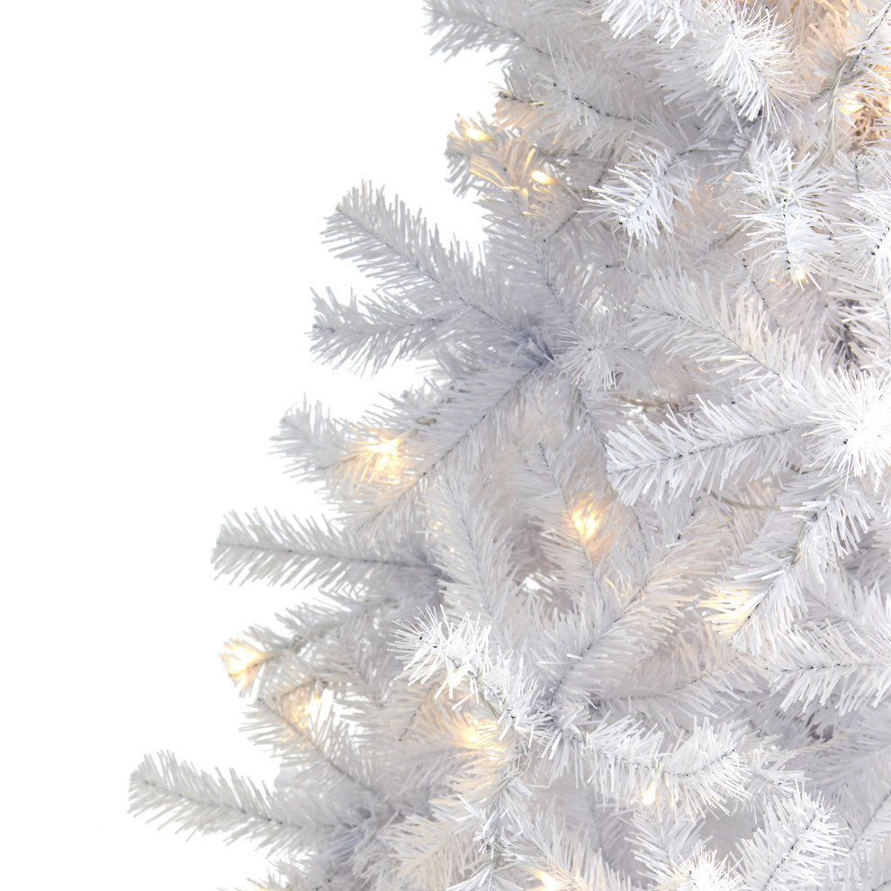 6' White Faux Christmas Tree With 680 Bendable Branches and 250 Clear LED Lights