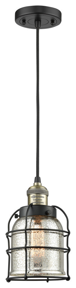 Innovations 201C-BAB-G58-CE-LED Cage 1 Light Mini Pendant, Black Antique Brass