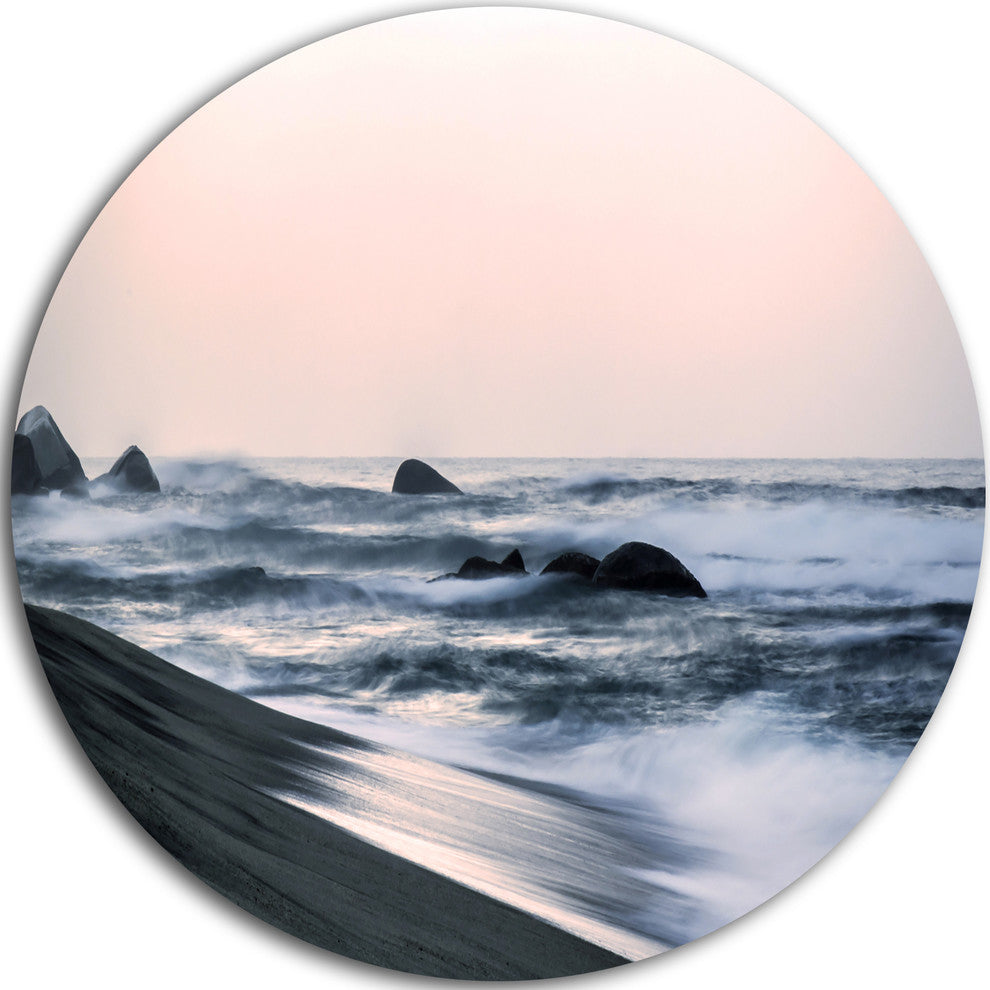 Wonderful Long Exposure Sea Waves, Beach Disc Metal Artwork, 11"