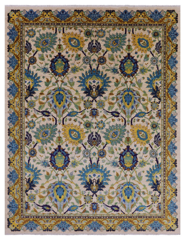 8' 10" X 11' 4" Persian Tabriz Vegetable Dye Handmade Wool Rug Q4567