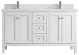 Nashville 60" Double Bathroom Vanity, White 2" Empira Quartz