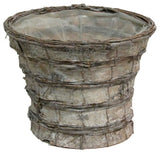 Grey Rustic Birch Tree Bark 8" Pot W/ Soft Liner