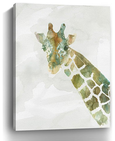 40" x 30" Abstract Marble Watercolor Giraffe Canvas Wall Art