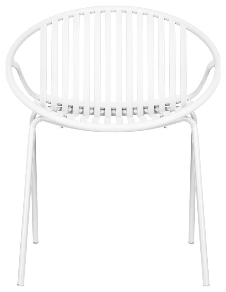 GDF Studio 7-Piece Outdoor Dining Set, Table & Stackable Chairs, White/Brown