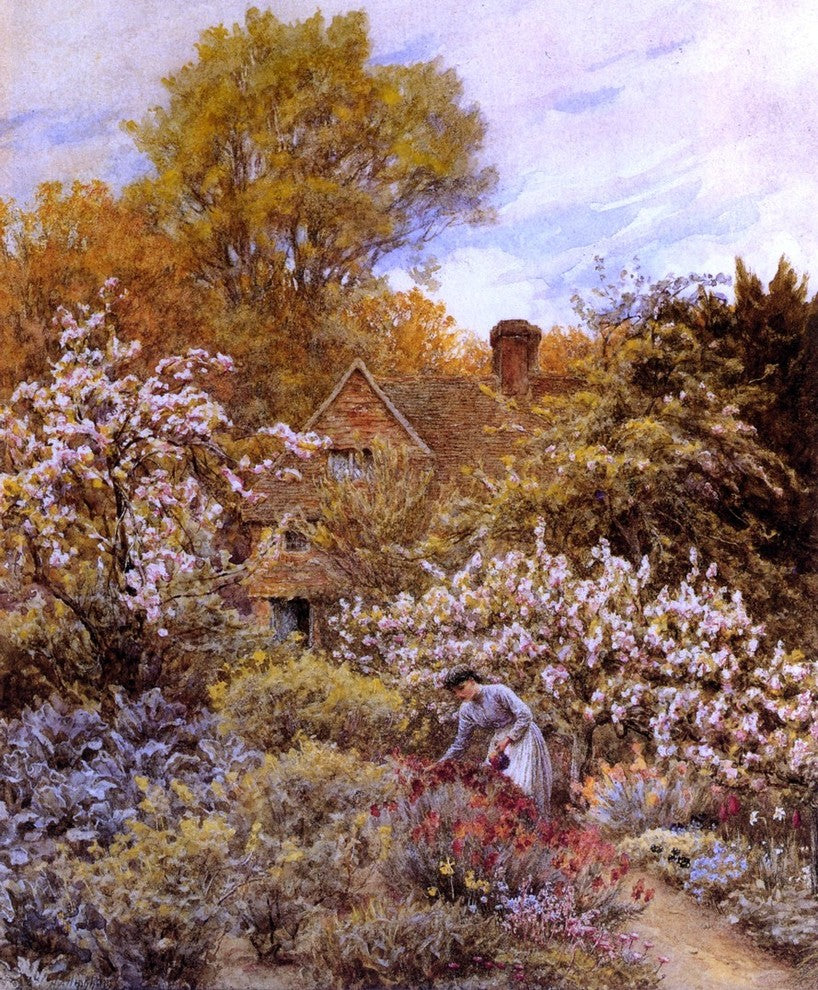 Helen Allingham A Spring Garden, 20"x25" Gallery Wrapped Canvas Print