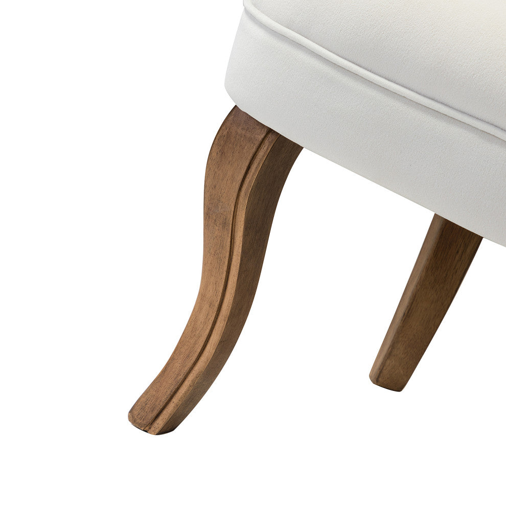 Lera Vanity Stool With Solid Wooden Legs, Ivory