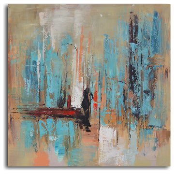 Pedestrian In Rain Hand Painted Canvas Art