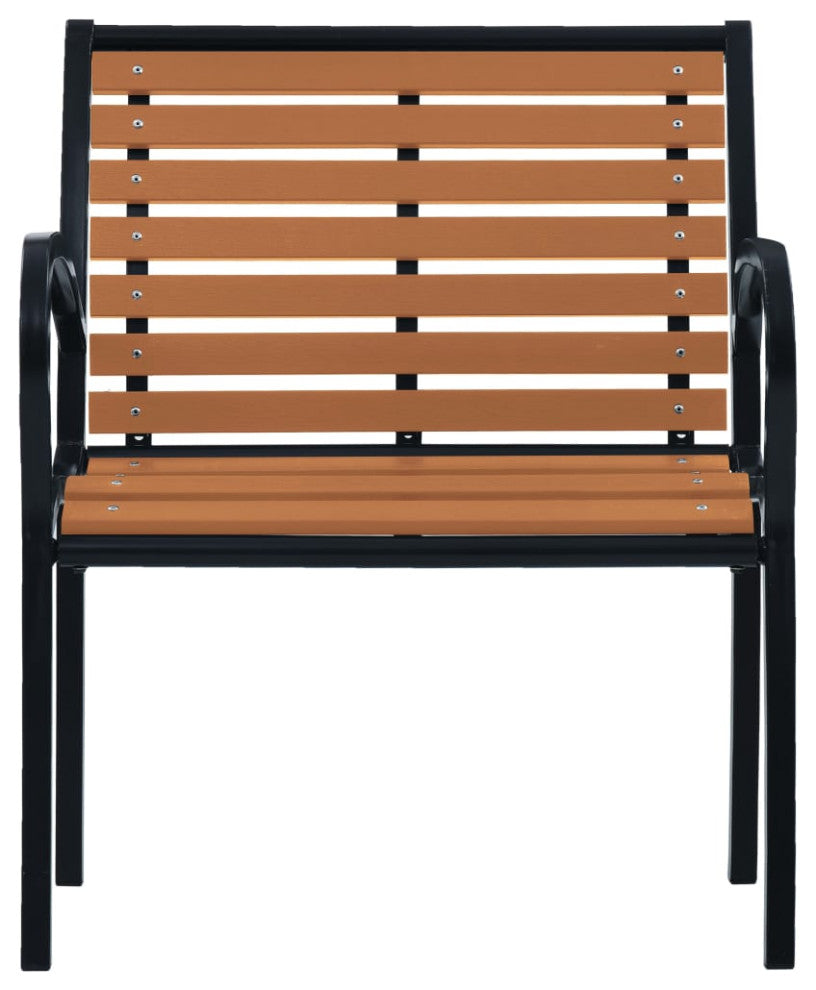 vidaXL Patio Chairs 2 Pcs Outdoor Dining Chair Steel and WPC Black and Brown