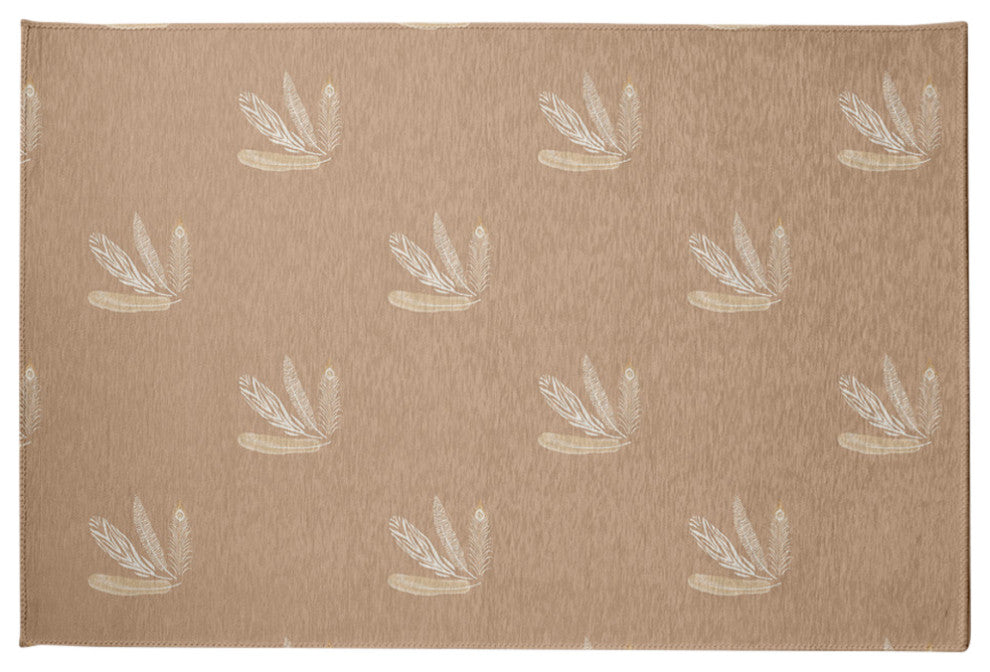 Feather Pattern Spring Chenille Rug, Brown, 2'x3'