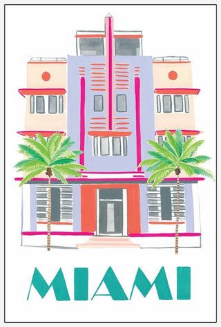 "Miami Art Deco" Floater Framed Painting Print on Canvas, 12"x18"