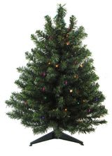 2' Pre-Lit Medium Canadian Pine Artificial Christmas Tree, Multicolor Lights