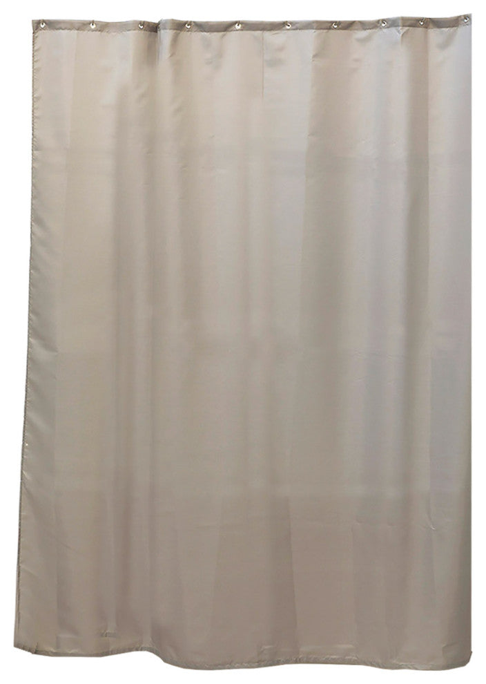 Extra Long Shower Curtain Polyester 12 Rings 79L x 71W, Taupe