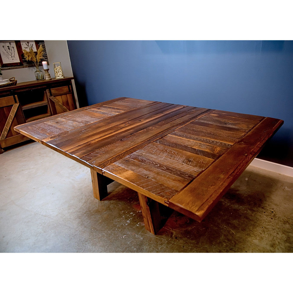 Hawthorne Reclaimed Barnwood Square Table, Provincial, 54x54, 4  Leaves