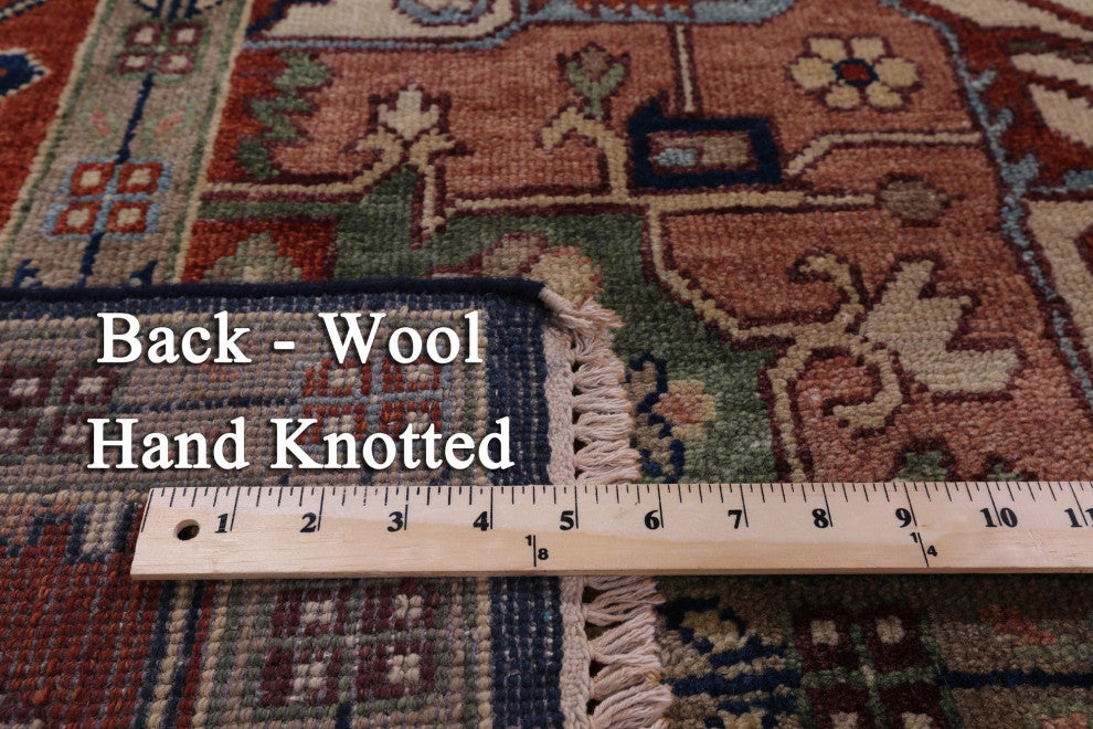 10' Square Heriz Serapi Hand Knotted Wool Rug - Q15995