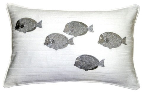 Pillow Decor - Silver Fish 14 x 20 Throw Pillow