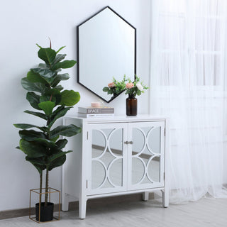 Metal Frame Hexagon Mirror 24", Black