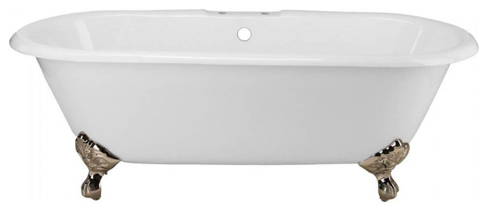 Kensington 60 Inch Cast Iron Double Ended Clawfoot Tub - Rim Faucet Drillings