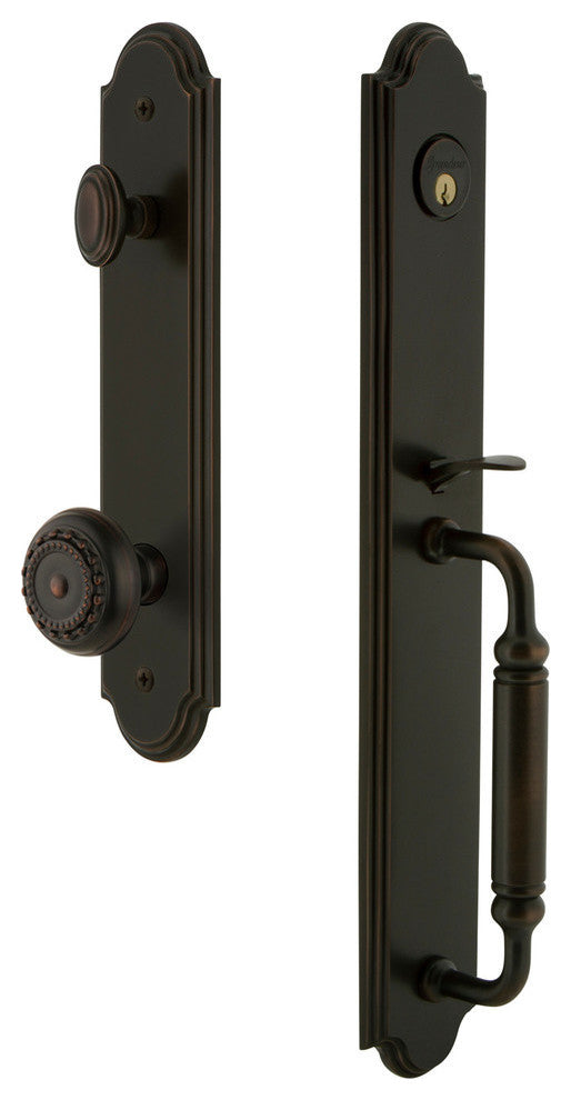 Arc 1-Piece Dummy Handleset, C Grip and Parthenon Knob, Timeless Bronze, 848685