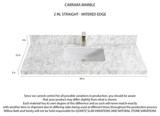 Elizabeth 48 Single Sink Bath Vanity in Dark Walnut Teak 2" Carrara Marble