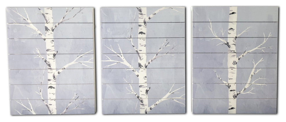 Three Piece Birch Tree Wood Plank Wall Art Set