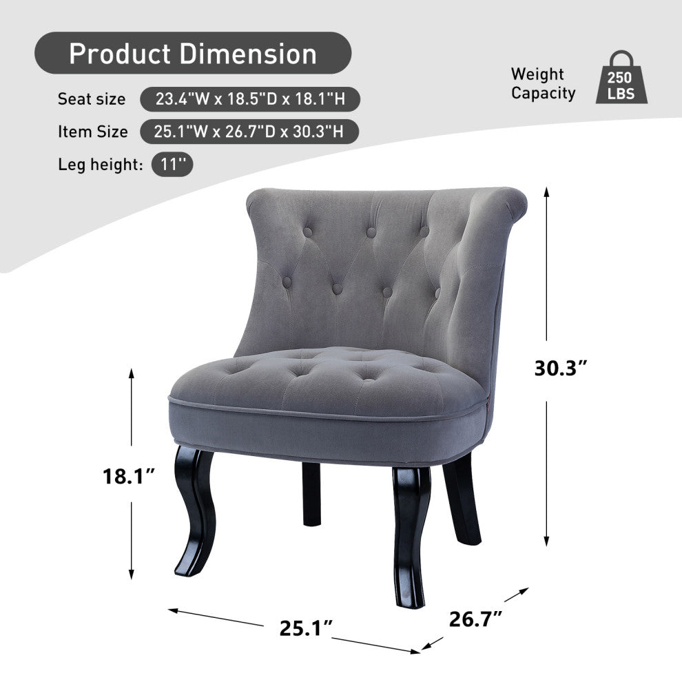 Jane Uphlostered Ottoman Accent Chair, Gray