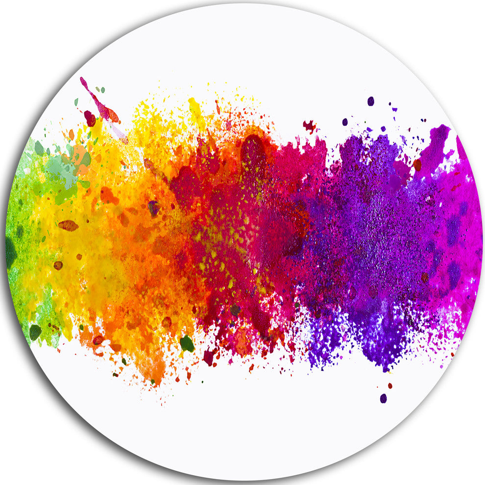 Artistic Watercolor Splash, Abstract Round Metal Wall Art, 23"