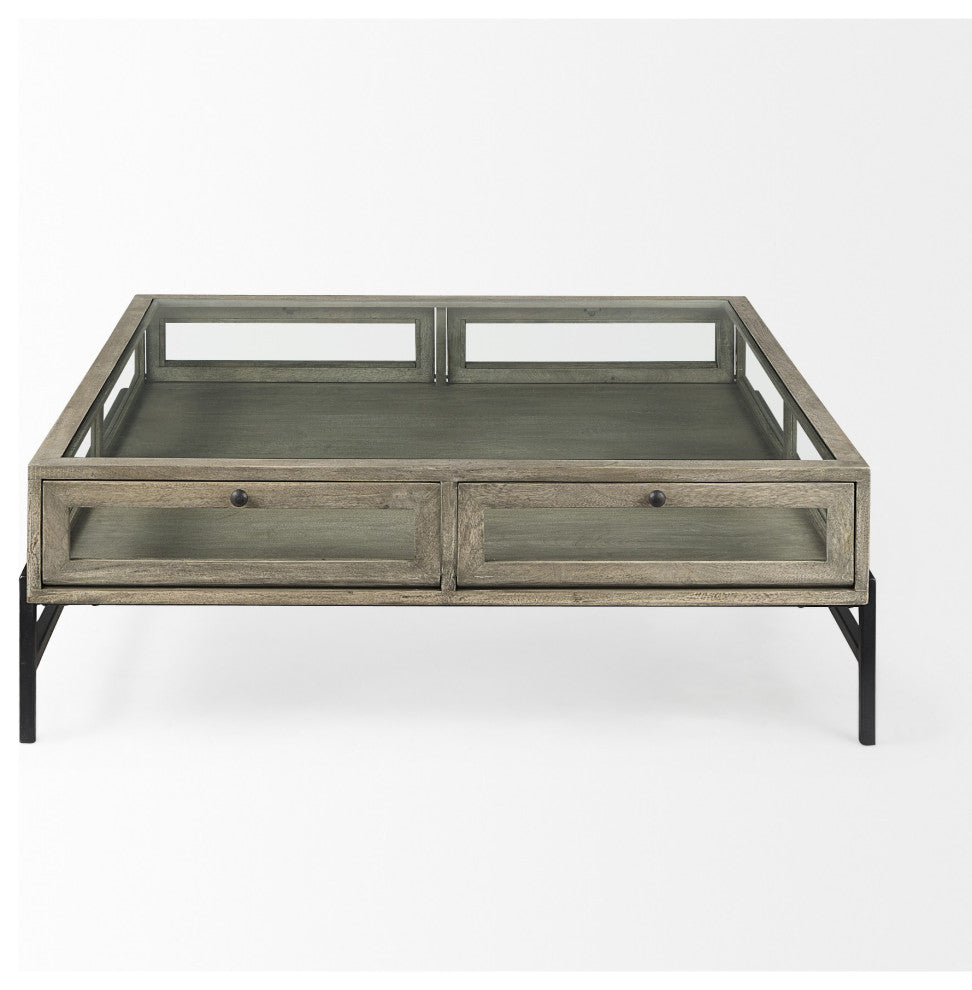 Rustic Gray Brown Shadowbox Coffee Table