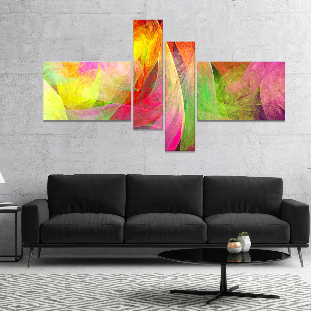 Spectacular Multi Color Pattern, Floral Canvas Art Print, 60"x32", 4 panels