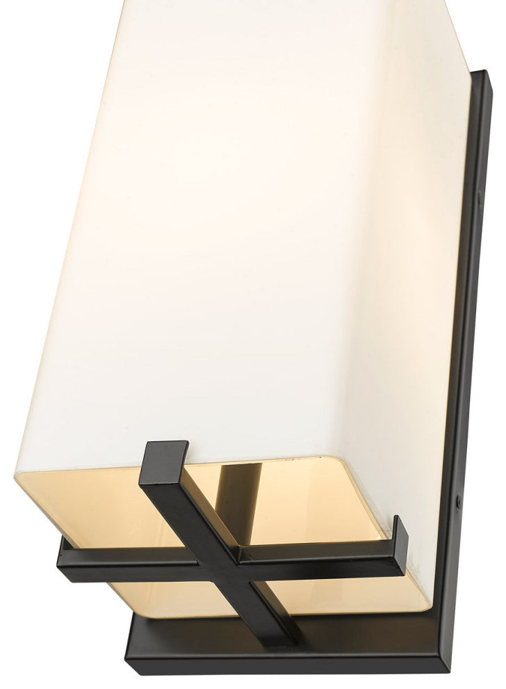 Zlite 593M-BK 1-Light Outdoor Wall Sconce, White Opal