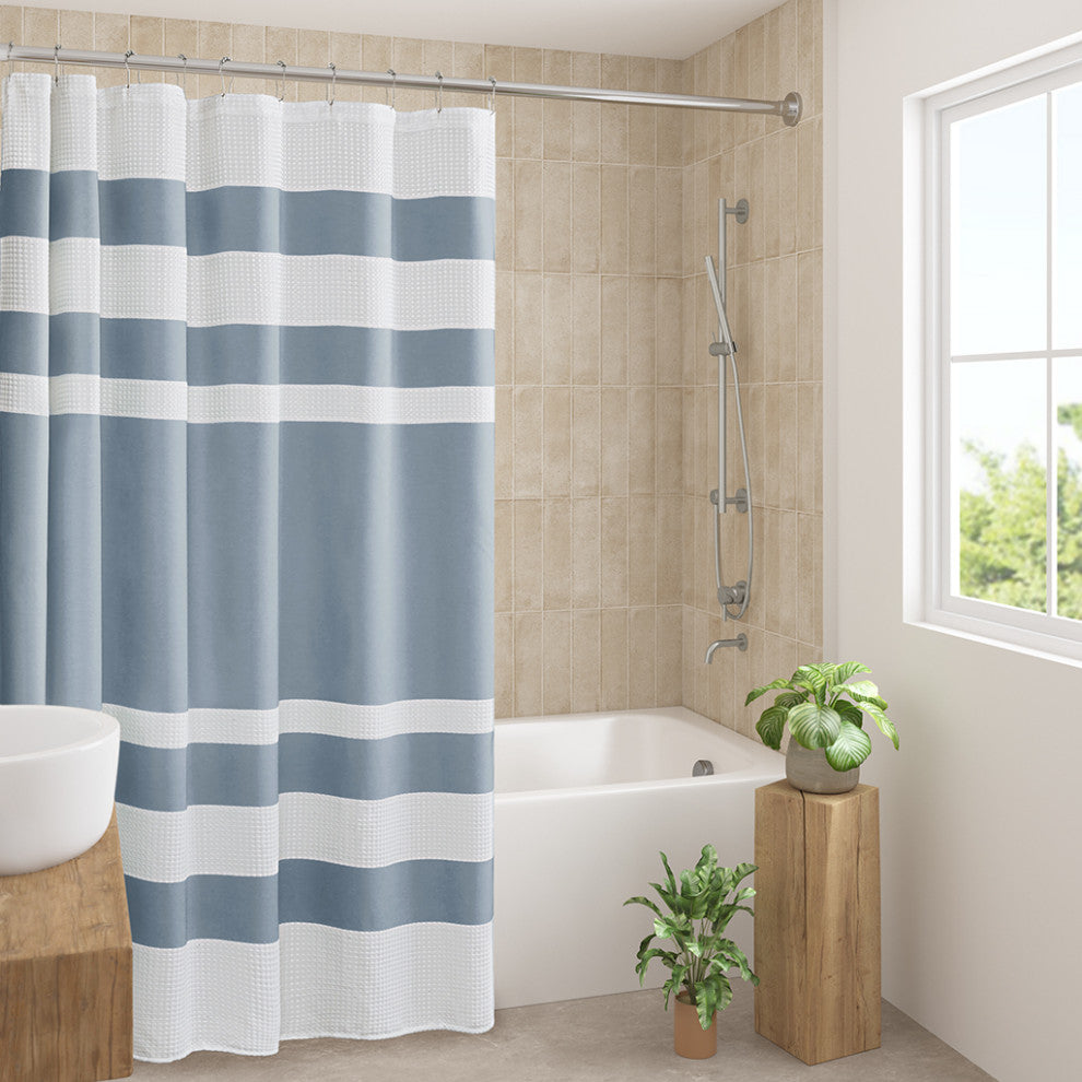 Madison Park Spa Waffle Shower Curtain With 3M Treatment